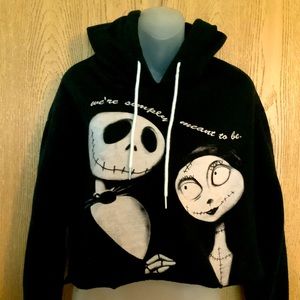 The Nightmare before Christmas Jack & Sally Girls Cropped Hoodie Size Large